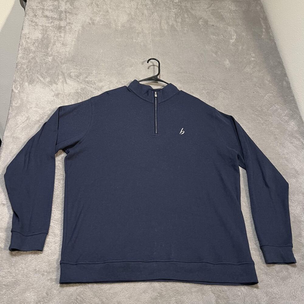 Peter Millar Pullover Mens XL Blue 1/4 Zip Cotton Logo Mock Neck